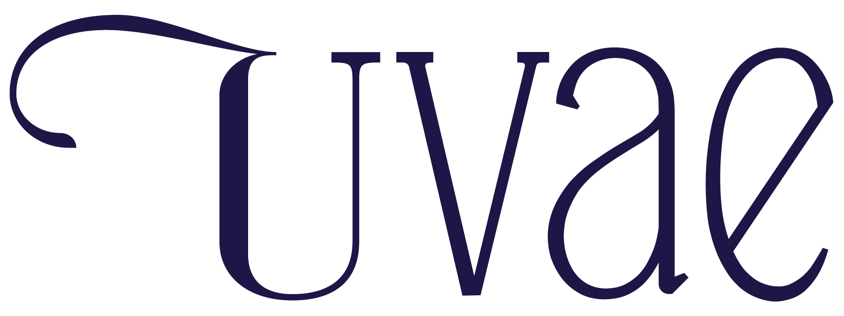 Uvae in dark purple script letters